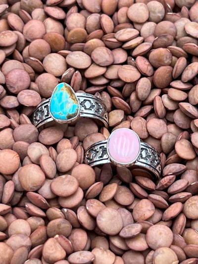 Fender Single Stone Aztec Band Sterling Rings