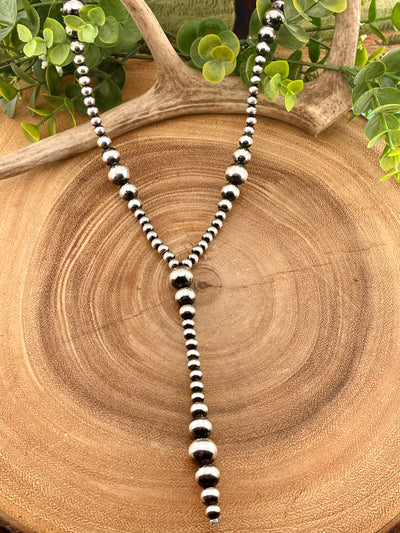 Jodayle Silver Bead Y Necklace - 24"