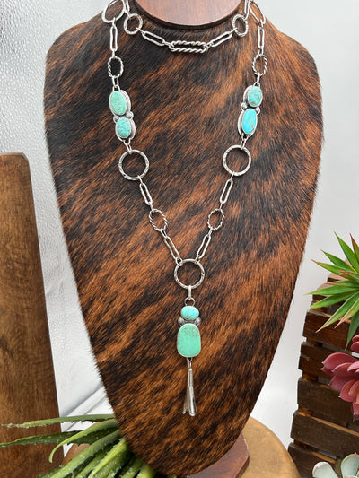Delora Ring Link Turquoise Sterling Y Necklace - 36"