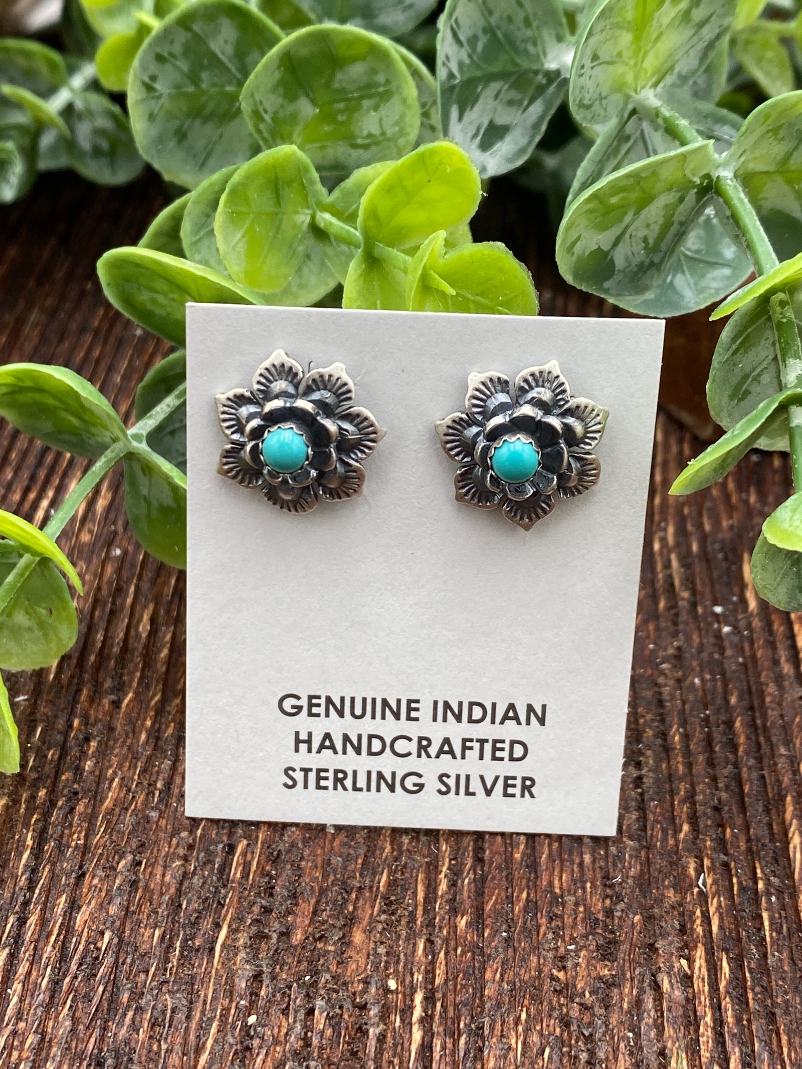 Kathryn 3D Flower Earrings - Turquoise