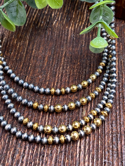 Eloise Sterling Silver & Gold Navajo Necklace - 17.5"