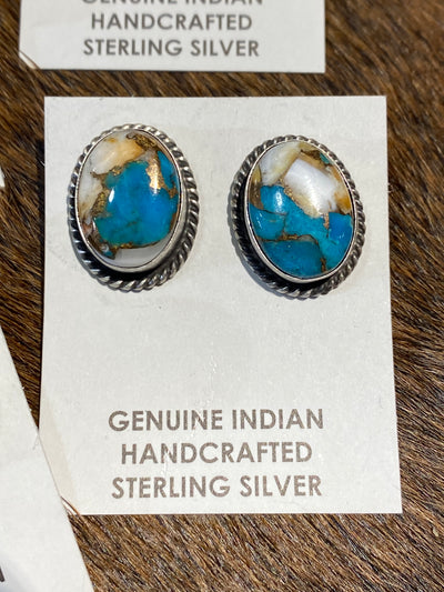 Belton Orange Krush Sterling Roped Oval Stud Earrings