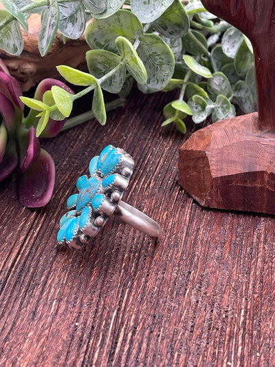 Shining Love Turquoise Cluster Ring - Adjustable