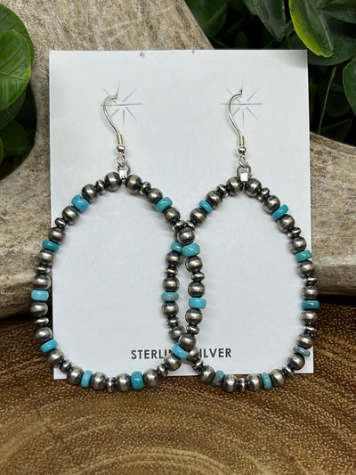 Stanley 2 & 3mm Navajo Hoop Earrings - Turquoise