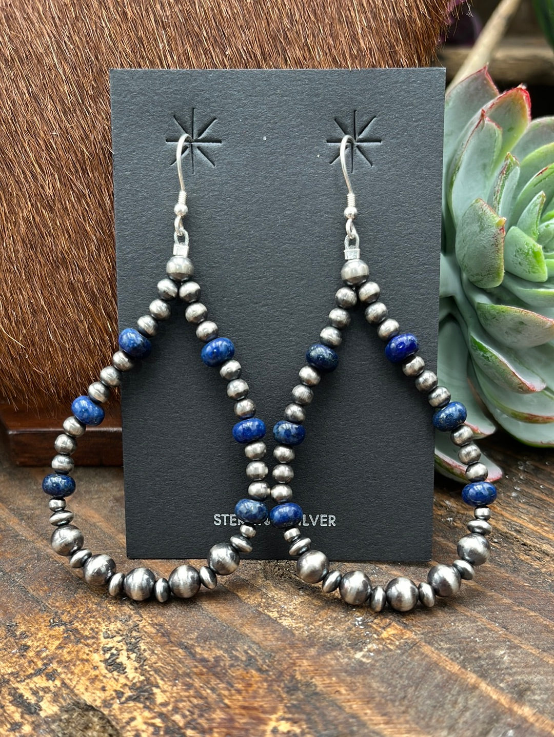 Tilly Sterling Navajo Pearl Hoop & Lapis Earrings