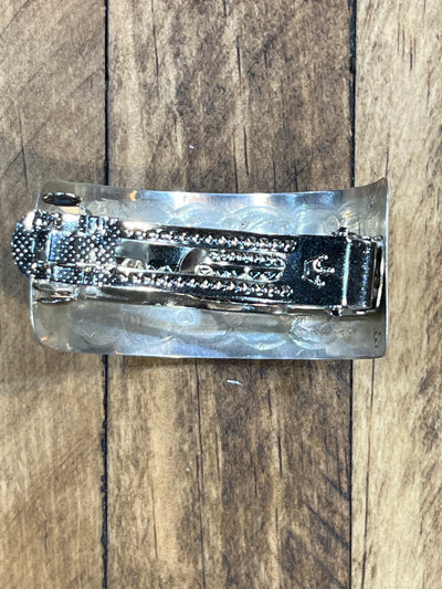 Vidalia Curved Stamped Hair Barrette - Turquoise