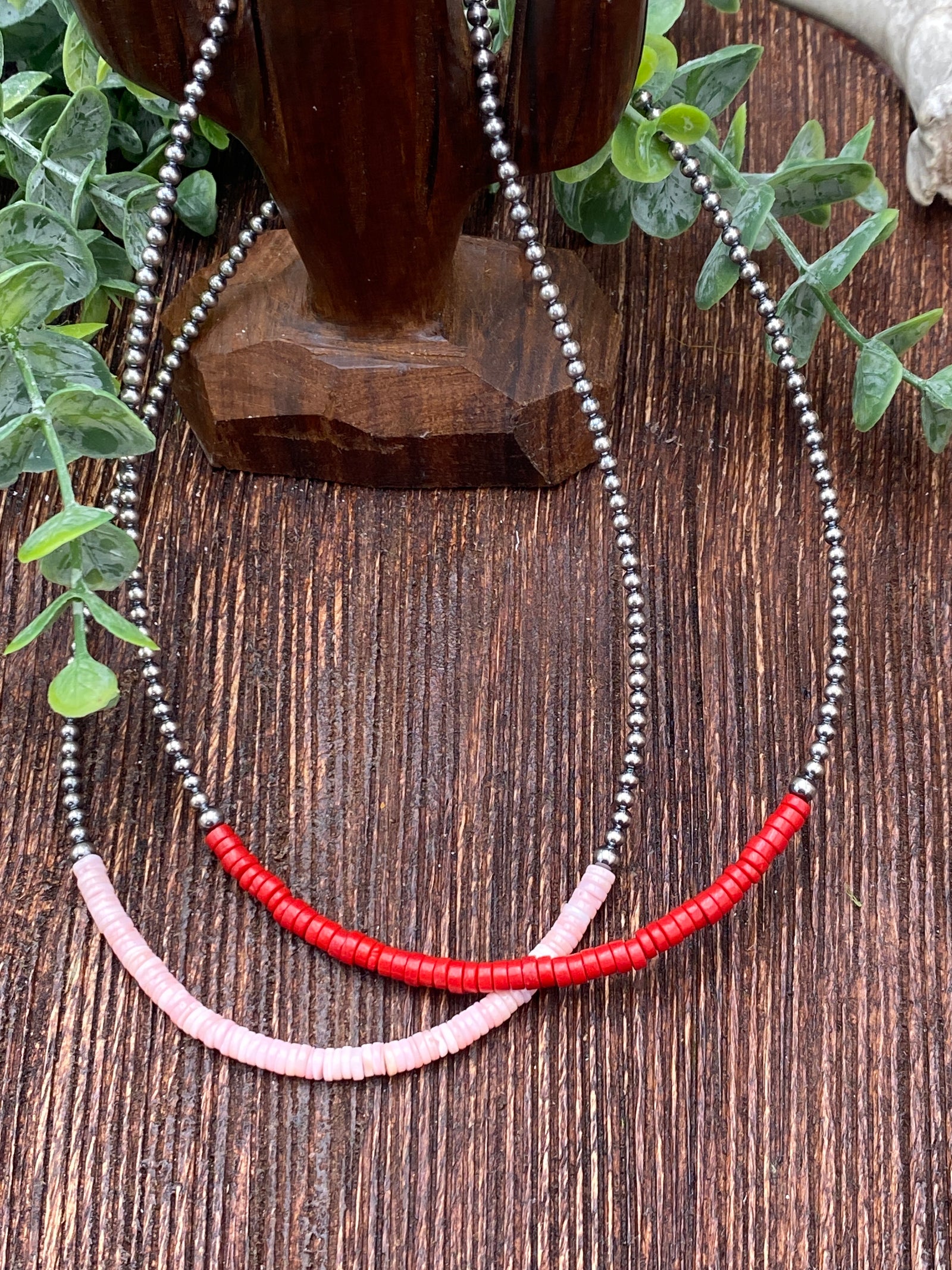 Pamela Sterling 2mm Pearl Necklace With Color Center Beads - 16"