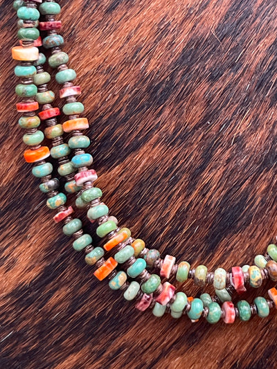 Avalon Heishi Turquoise & Spiny Bead Triple Strand Necklace - 30"