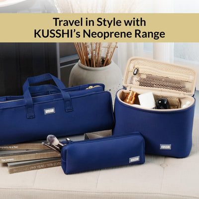 Neoprene Small Train Case- Machine Washable Cosmetic Bag