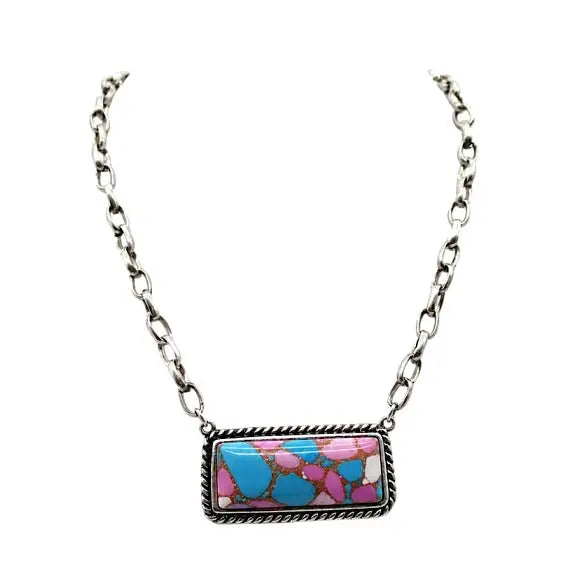 Altair Fashion Cotton Candy Large Bar Necklace - 16"