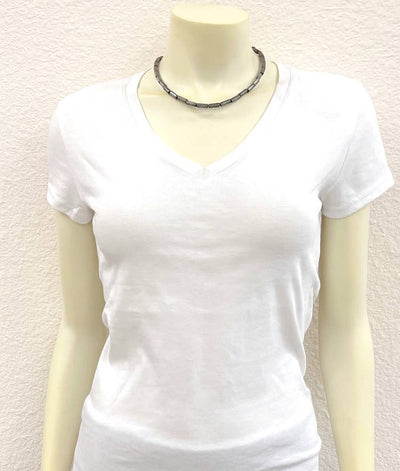 Oma Fashion Matte Silver Cylinder Bead Necklace