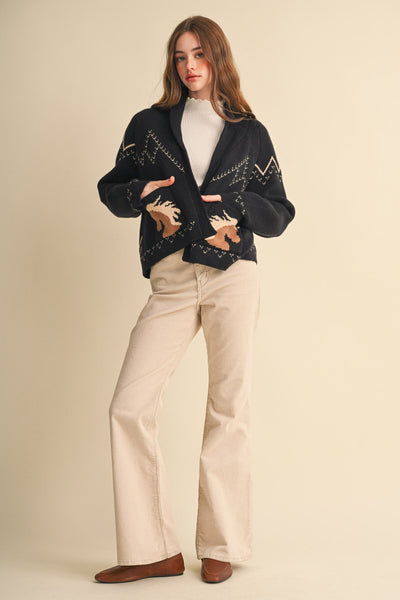 Horse Knit Sweater Cardigan - 2 Colors
