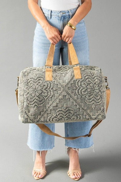 Gray Vintage Inspired Textured Duffel