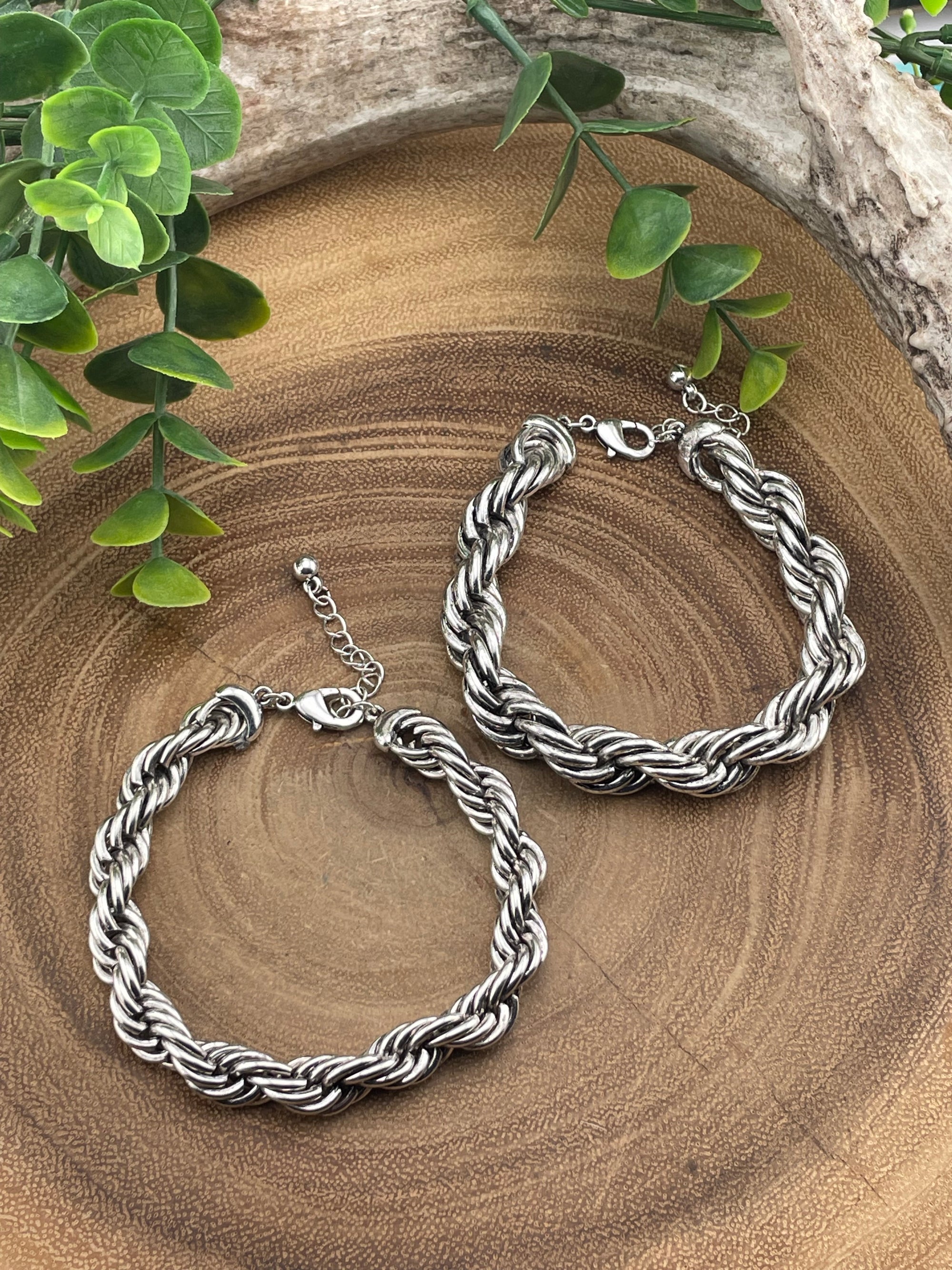 Micah Twisted Silver Chain Bracelet