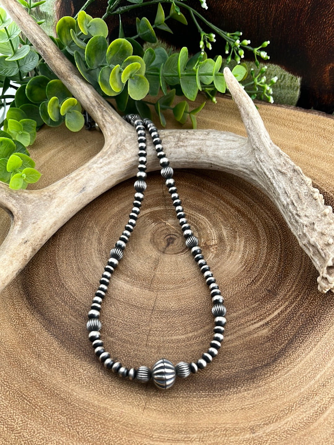 Navajo Sterling Silver Saucer Beads 9mm 18 inch