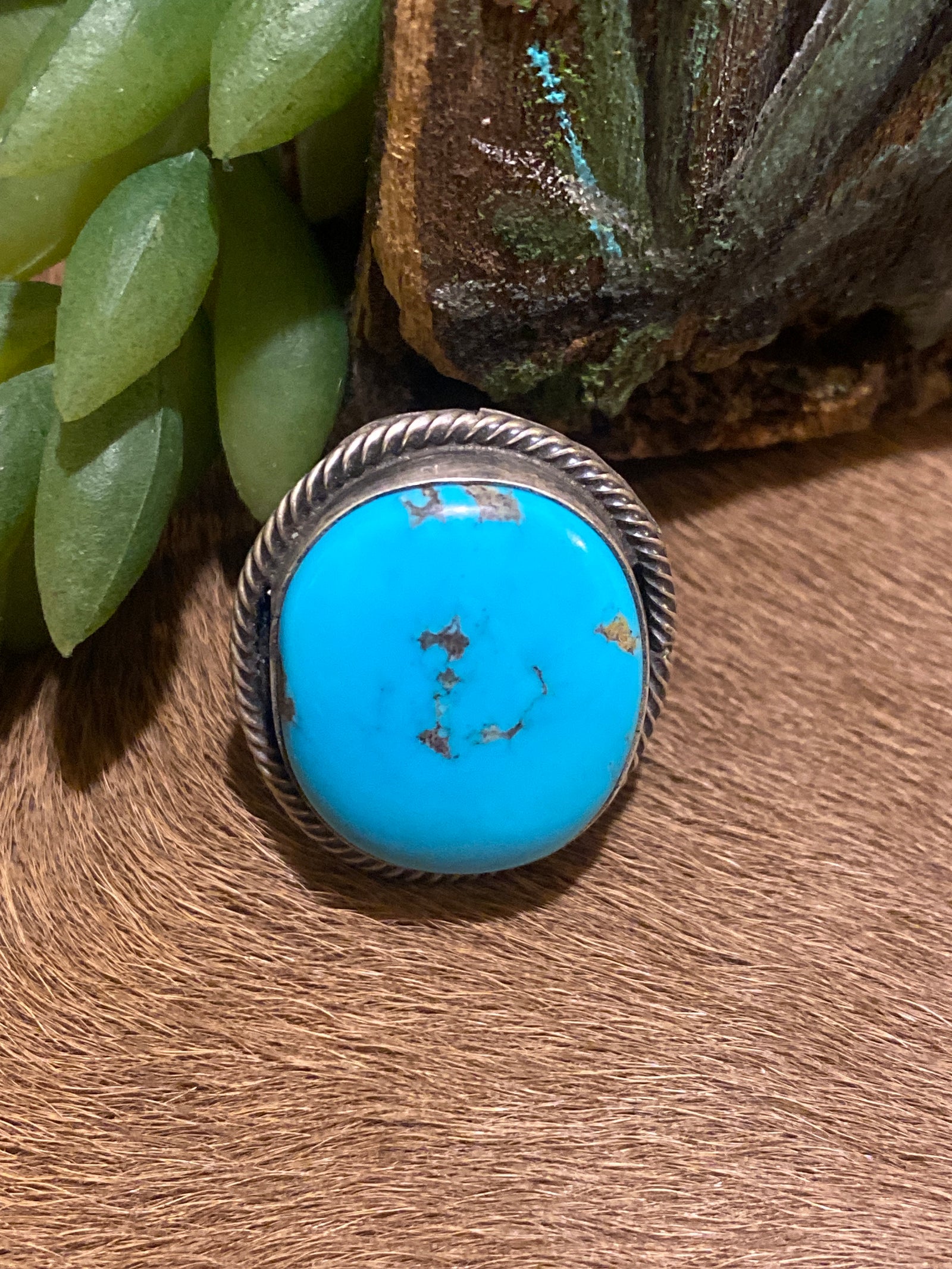 Mona Sterling Roped Turquoise Ring - Adj