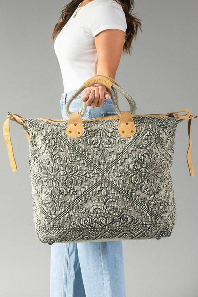 Gray Vintage Inspired Textured Tote
