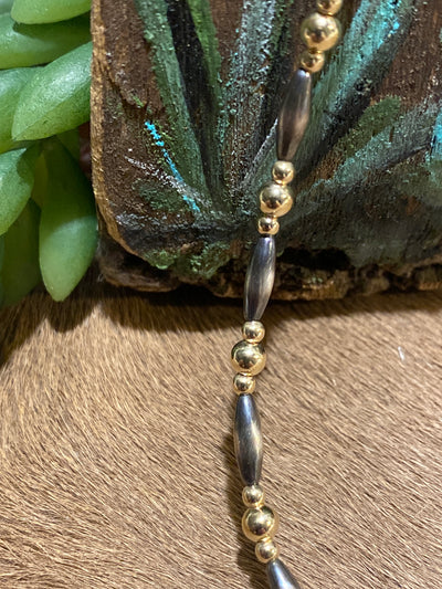 Carter Torpedo & Gold Bead Sterling Necklace - 18"