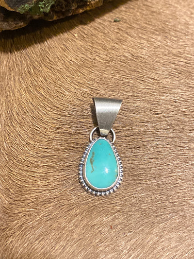 Grifton Sterling Bead Framed Turquoise Pendant