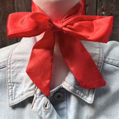Electric Red Western Skinny Mini Wild Rag Scarf / Cowgirl Necktie