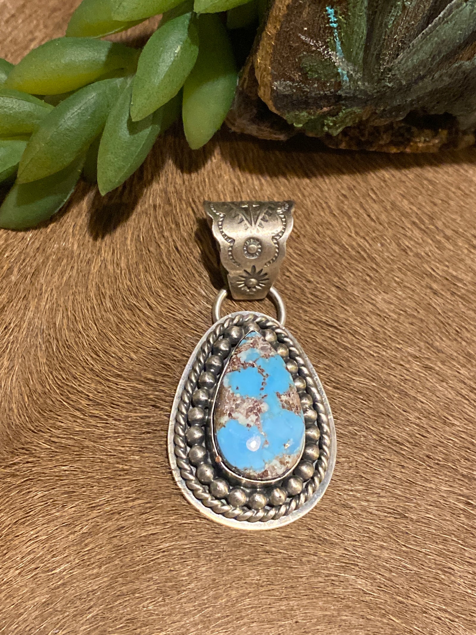 Ward Turquoise Teardrop Sterling Pendant