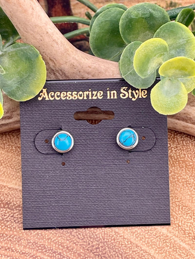 Carter 7mm Fashion Turquoise Stud Flat Back Earrings