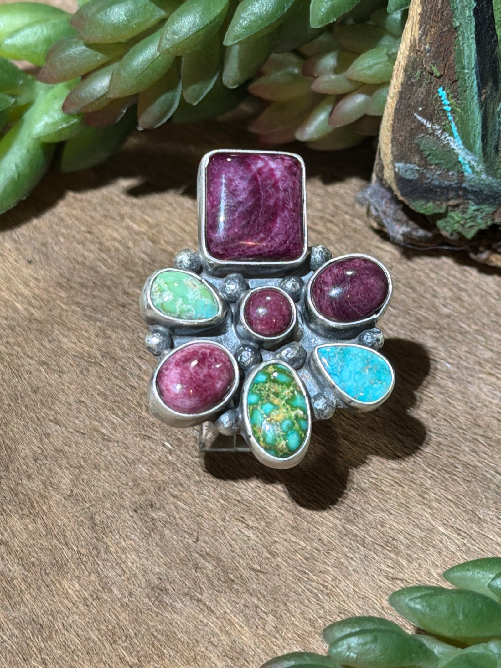 Wayward Purple & Turquoise Sterling Ring - Adjustable
