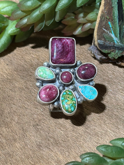 Wayward Purple & Turquoise Sterling Ring - Adjustable