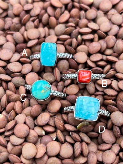 Brittany Assorted Single Stone Stamped Sterling Band Rings - Size 8