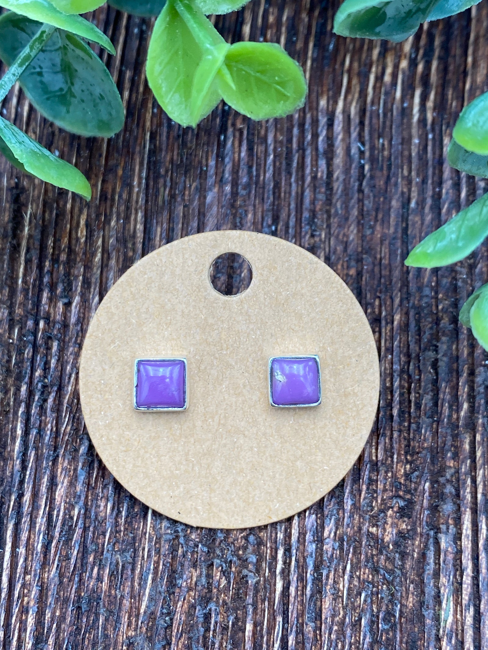 Clara Petite 6mm Square Earrings - Purple