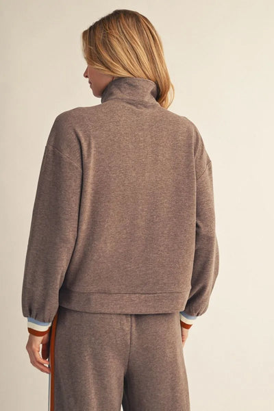 Whitney Long Sleeve Front Zip 2 Tone Sweatshirt