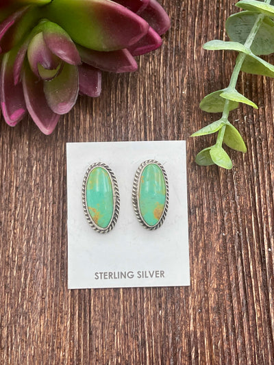 Harvest Roped Sterling Royston Turquoise Stud Earrings