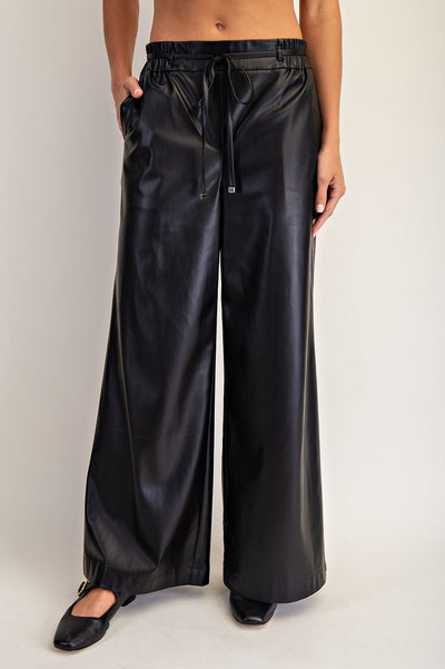 Pleather Wide Leg Pants