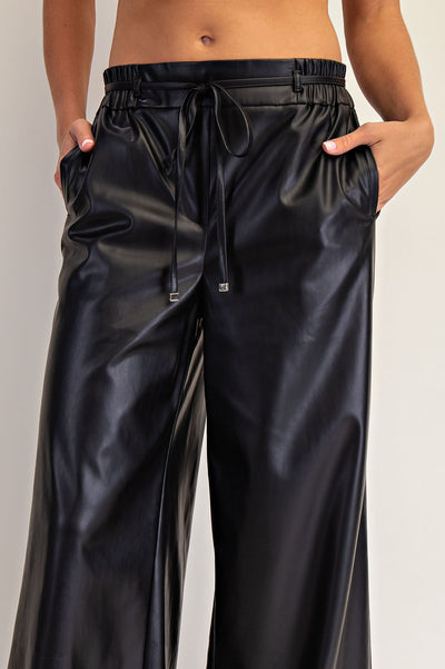 Pleather Wide Leg Pants
