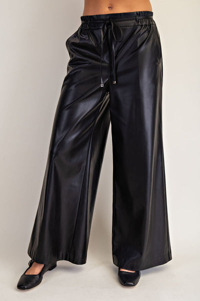 Pleather Wide Leg Pants