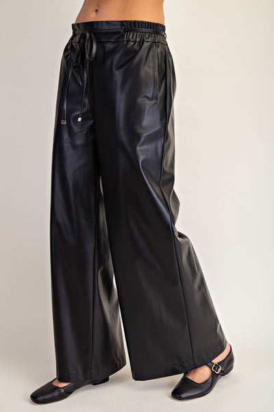 Pleather Wide Leg Pants
