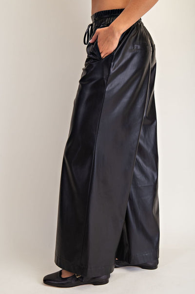 Pleather Wide Leg Pants