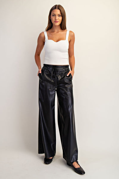 Pleather Wide Leg Pants