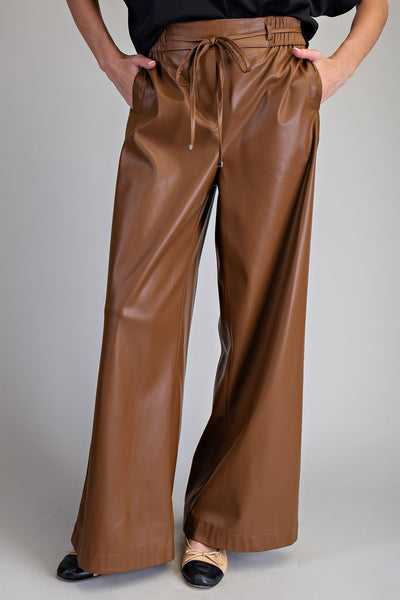 Pleather Wide Leg Pants