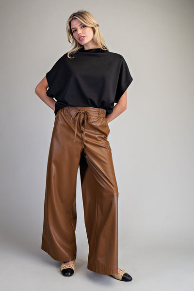 Pleather Wide Leg Pants