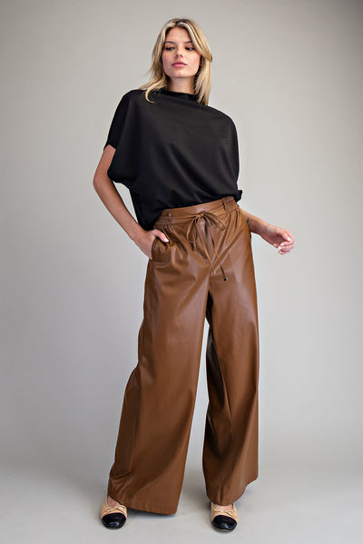 Pleather Wide Leg Pants