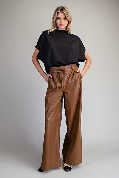Pleather Wide Leg Pants