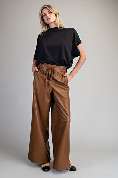 Pleather Wide Leg Pants