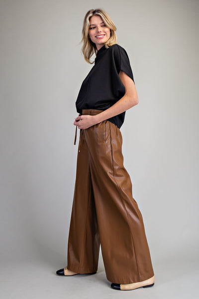 Pleather Wide Leg Pants
