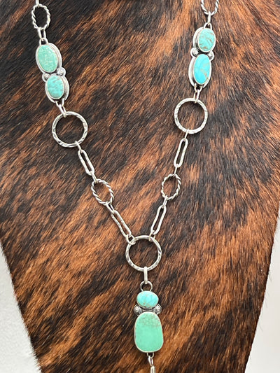 Delora Ring Link Turquoise Sterling Y Necklace - 36"