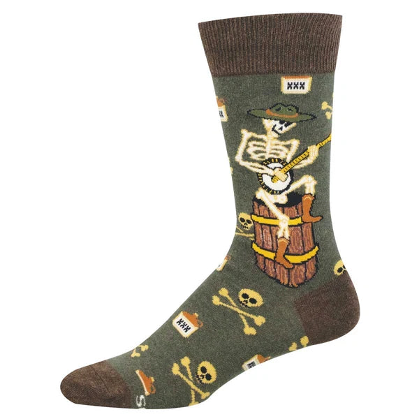 Banjo Bones Graphic Cotton Crew Socks - Green Heather