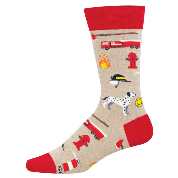 Firefighter's Essentials Graphic Cotton Crew Socks - Hemp Heather