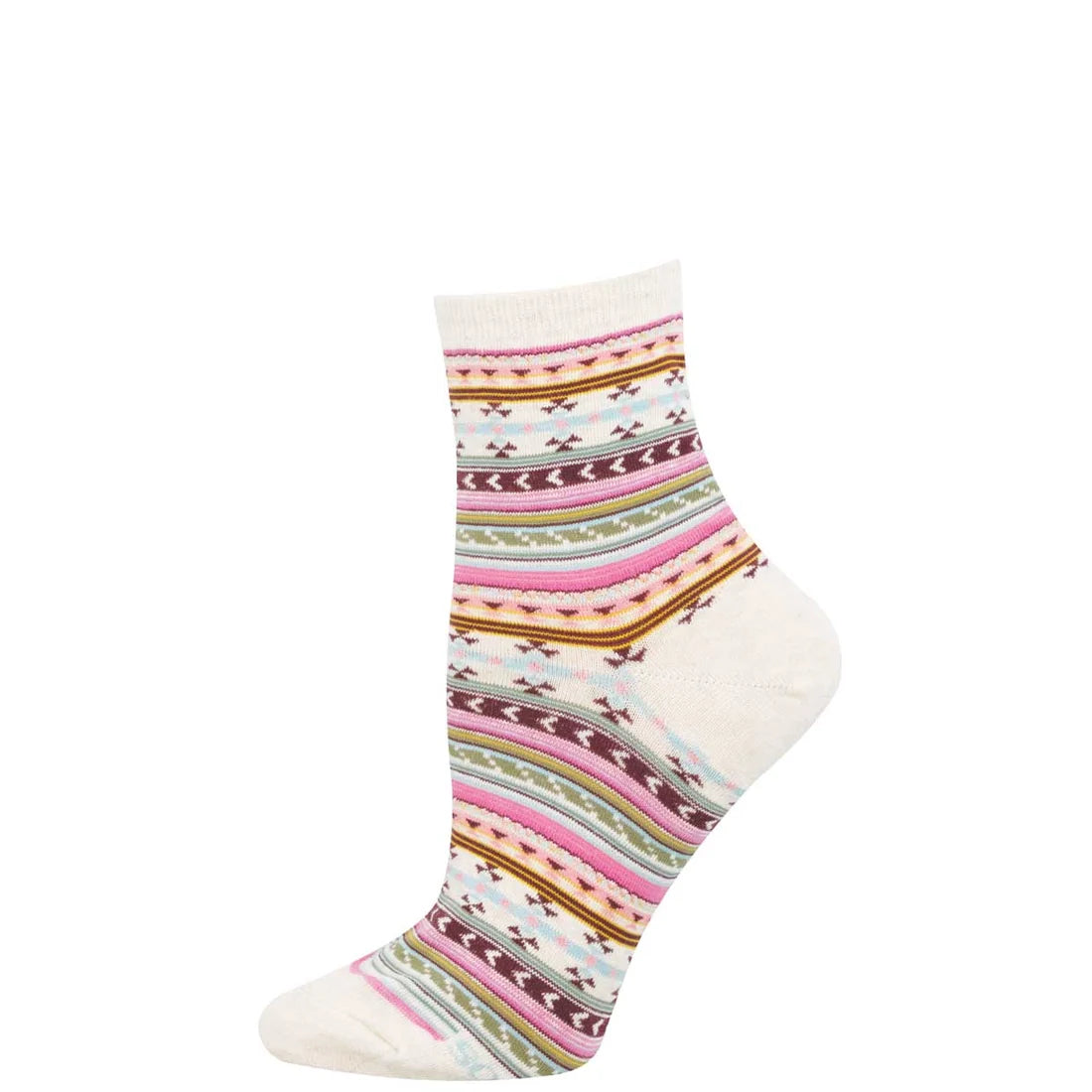 Southwest Serape Mini Crew Women's Socks - Ivory Heather