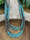 Stanley Sterling 4mm Navajo & Turquoise Bead Necklace