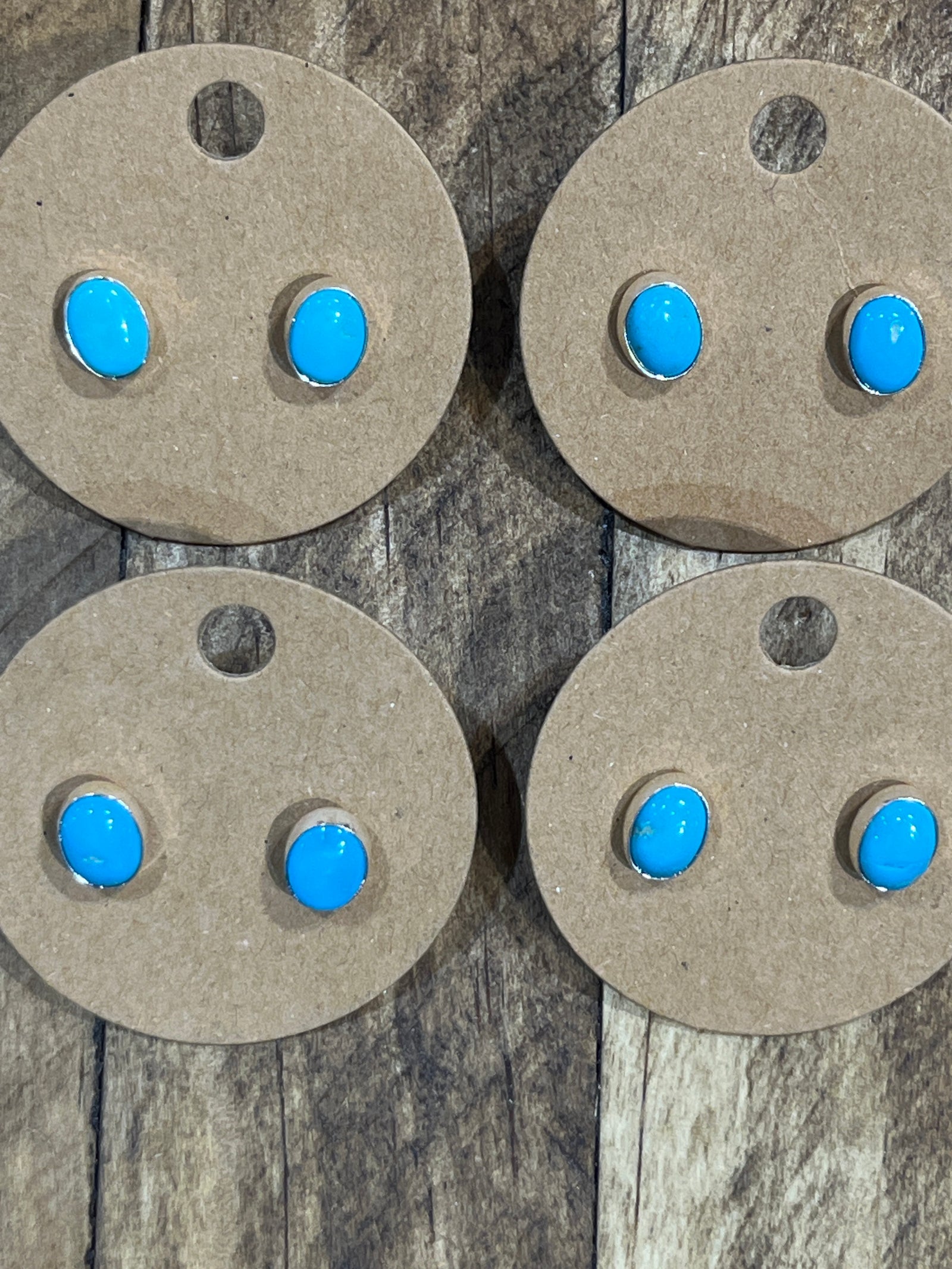 Sleeping Beauty Turquoise Oval Stud Earrings - 8mm